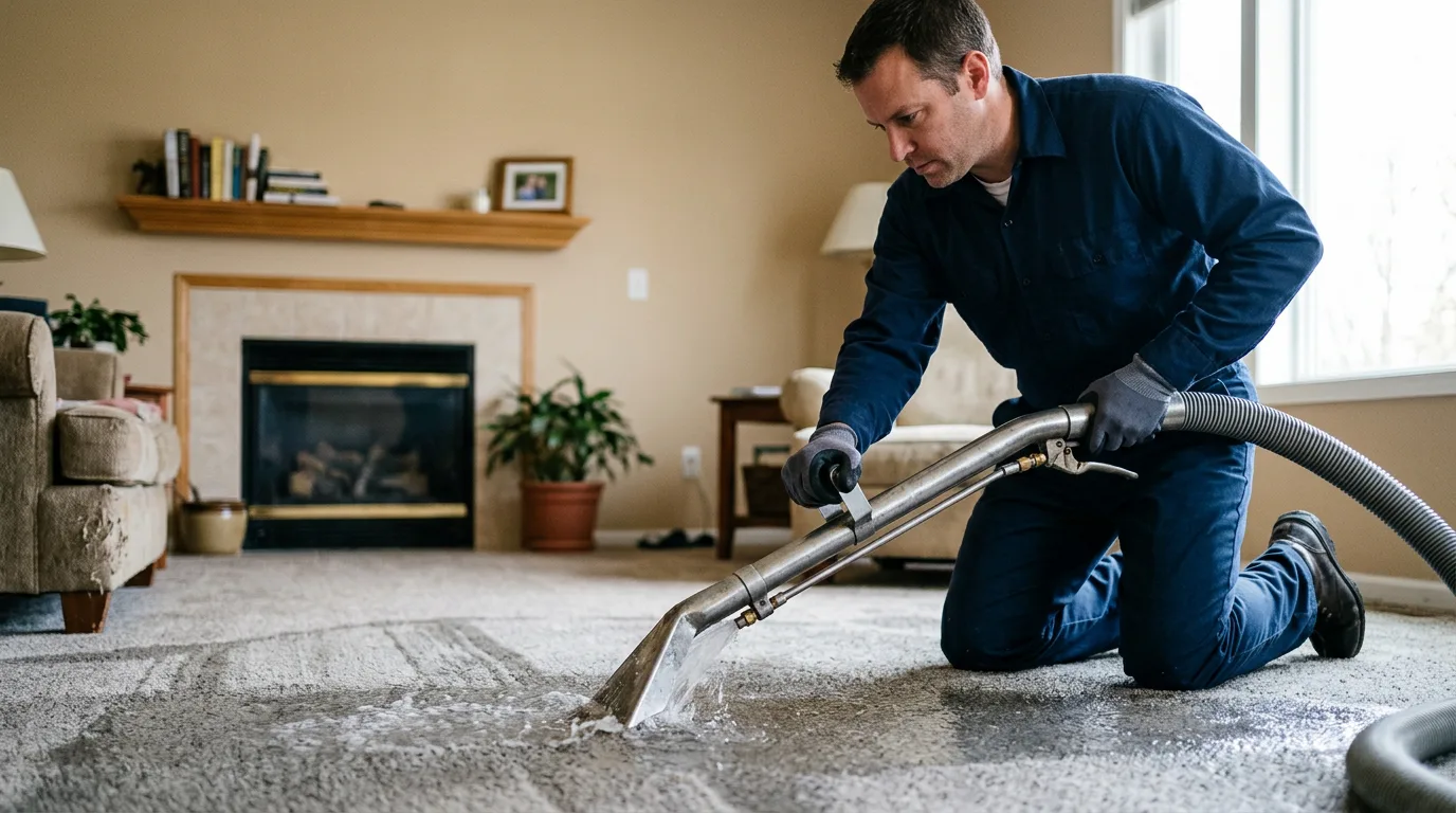 Water damage restoration technician working near Williamsfield, IL
